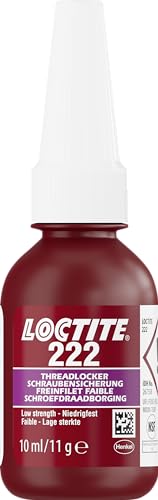 LOCTITE 222, Klebstoff für die Sicherung von Justierschrauben, niedrigfeste Schraubensicherung für kleine Metallgewinde, Flüssigkleber z. B. für Pumpen und Getriebe, 1x10ml von Loctite