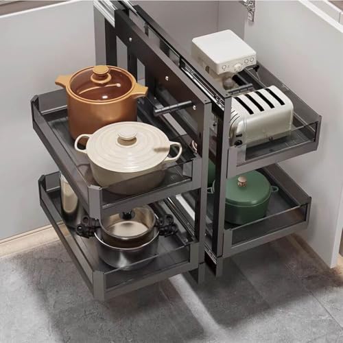 Eckschrank, Ausziehbarer Organizer mit 4 Aufbewahrungskörben, Ausziehbares Lagerregal für Küche und Zuhause Organisation, Platzsparende Aufbewahrungslösung Eckschrank, Ausziehbarer Organizer mit 4 Aufbewahrungskörben, Ausziehbares Lagerregal für Küche und Zuhause Organisation, Platzsparende Aufbewahrungslösung von Locuetyn