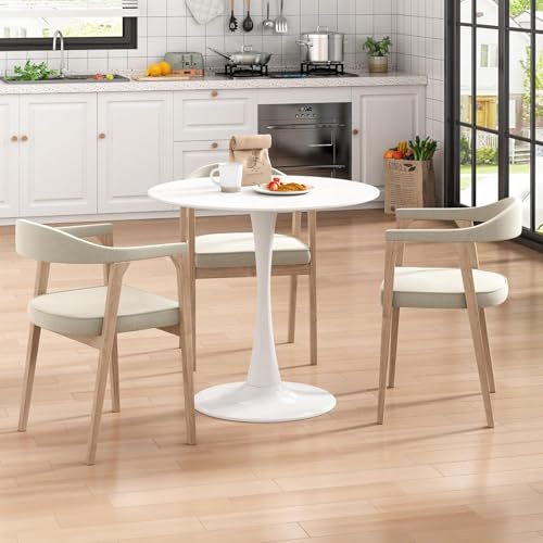Locuetyn 80 cm runder Esstisch mit weißer Kunstmarmor-Holzplatte, moderner Küchentisch für kleines Esszimmer, Sitzfläche für 2–4 Personen von Locuetyn