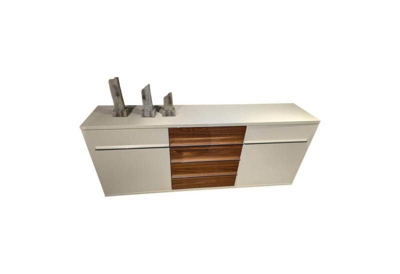 Loddenkemper Sideboard Sideboard Kito Lack Weiß Absetzung Holz Caruba Nuss von Loddenkemper