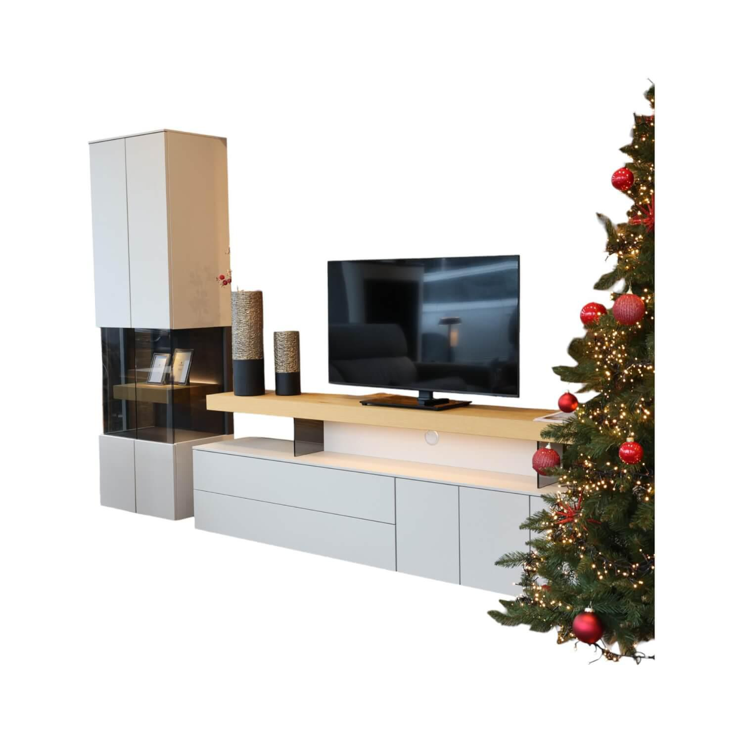 Wohnwand Minos Lack Kristallgrau Matt Absetzung Balkeneiche Mit Glaseinsatz Und ... Wohnwand Minos Lack Kristallgrau Matt Absetzung Balkeneiche Mit Glaseinsatz Und ... von Loddenkemper