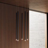 Lodes A-Tube Nano LED Pendelleuchte, 5-flg. 2700 K, schwarz matt, mit transparenten Kabeln von Lodes