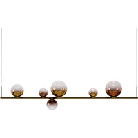 Lodes Random Stick Long LED Pendelleuchte, 6-flg. 2700 K, Pendel: Gold, Gläser: Bronze und Roségold glänzend von Lodes