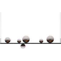 Lodes Random Stick Long LED Pendelleuchte, 6-flg. 3000 K, Pendel: schwarz, Gläser: rauchfarben glänzend von Lodes