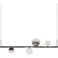 Lodes Random Stick Short LED Pendelleuchte, 4-flg. 2700 K, Pendel: schwarz, Gläser: rauchfarben glänzend / Chrom / transparent von Lodes