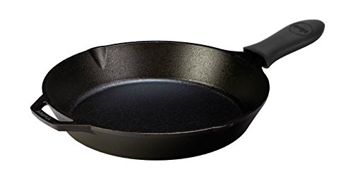 (30cm , Black Silicone) - Lodge Seasoned Cast Iron Skillet with Hot Handle Holder - 12" Cast Iron Frying Pan with Silicone Hot Handle Holder (BLACK) von Lodge