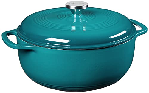 Lodge EC6D38 Dutch Oven aus emailliertem Gusseisen, 6 Quart, Lagune von Lodge