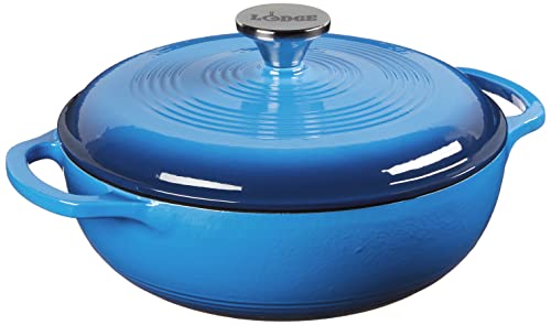 Lodge Enameled EC3D33 Emaillierter Dutch Oven, Gußeisen, 2.8 liters, Blau (Caribbean Blue) von Lodge