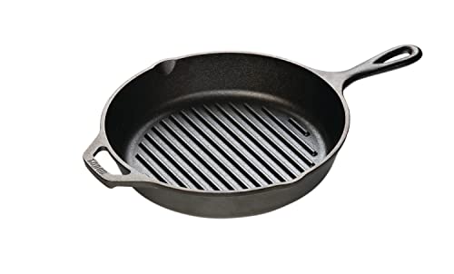 Lodge Grillpfanne 26cm, Höhe 5cm, aus Gusseisen, rund mit Griff, schwarz (1 Stück) von Lodge