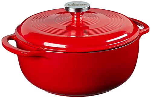 Lodge Schmortopf aus emailliertem Gusseisen mit Deckel, Doppelgriffe, ofenfest bis 260 °C oder auf dem Herd, zum Marinieren, Kochen, Backen, Kühlen und Servieren, solides Rot Lodge Schmortopf aus emailliertem Gusseisen mit Deckel, Doppelgriffe, ofenfest bis 260 °C oder auf dem Herd, zum Marinieren, Kochen, Backen, Kühlen und Servieren, solides Rot von Lodge