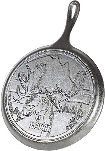 Lodge Wildlife Series Grillplatte aus Gusseisen mit Elch-Szene, 26,7 cm von Lodge