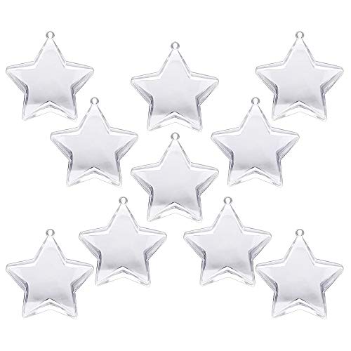 10 Sets 80 mm Bastelkugeln zum Befüllen aus transparentem Kunststoff Ornamente Kugeln Weihnachtsbaum Ornament Zubehör (Stern) von Lodokdre