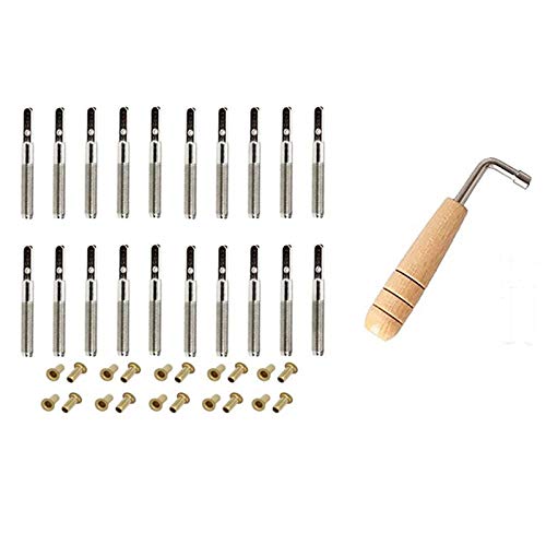 20 Teilige Stimm NäGel und 20 Teilige Nieten mit LFöRmigem Stimm SchlüSsel für Lyre Harfe Kleine Harfe Saiten Instrument von Lodokdre
