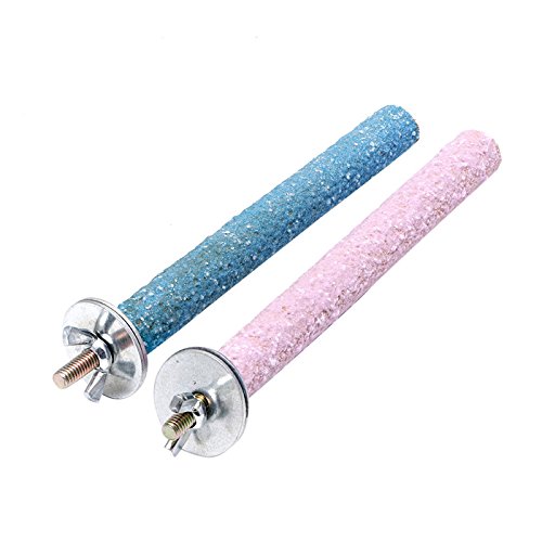 Vogel-Sitzstange aus Holz, Schnabel und Pfoten, bunte Standstange, raue Oberfläche, für kleine Vögel, Käfigglocken aus Stahl von Lodoot