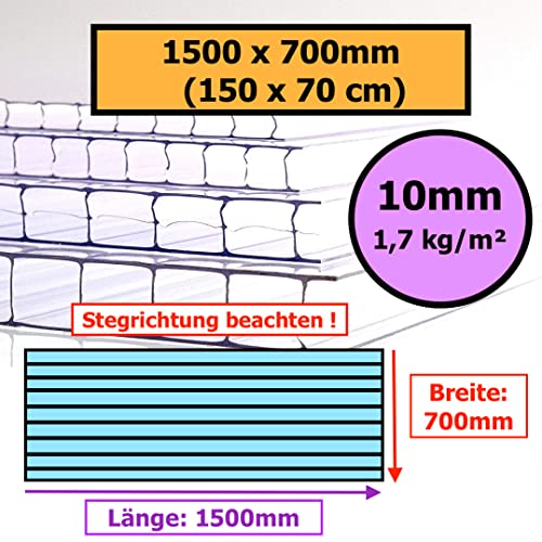 ◼️ Gewächshausplatten ◼️ 700 x 1500 mm ◼️ Doppelstegplatte ◼️ Hohlkammerplatte ◼️ Polycarbonat ◼️ 4 mm ▪️ 6mm ▪️ 8 mm ▪️ 10 mm Stärke ◼️ (10mm | 5 Stück) von Löffert Kunststoffe