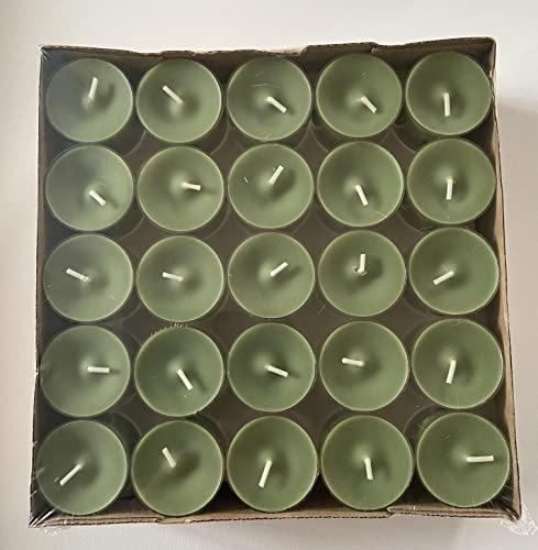 Løgum Kloster Lys Dänisch Nightlights, Teelichter 50er Box transparente Hülle Brenndauer +/- 8 Std. (Olivgrün 89P) von Løgum Kloster Lys