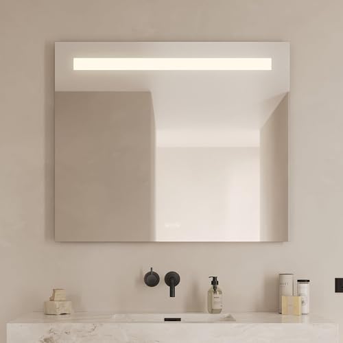 Loevschall Venice LED-Badezimmerspiegel mit Beleuchtung, 100x85 cm, MultiWhite-Technologie, Smart Spiegel mit Touch und Schwebeeffekt, verstellbare Farbtemperatur 2200K-6500K, IP44-zertifiziert von Loevschall