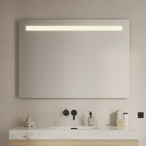 Loevschall Venice Quadratischer Spiegel mit Beleuchtung | Led Spiegel Mit Touch-Schalter 120x85 cm | Badspiegel Mit Led Beleuchtung | Verstellbarer Badezimmerspiegel mit Beleuchtung von Loevschall