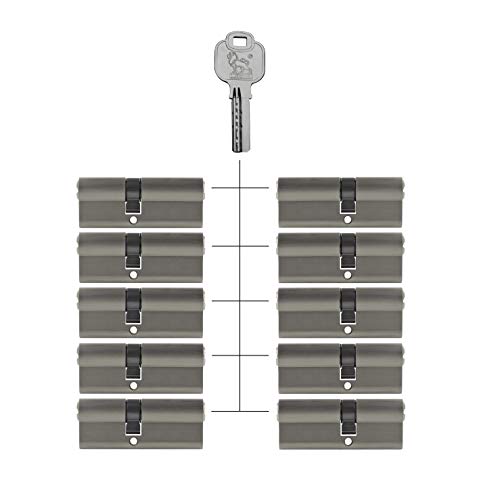 10x Profilzylinder 70 mm 30/40 gleichschließend Not- und Gefahrenfunktion inkl. 50 Schlüssel von Löwen Sicherheit
