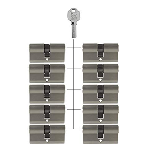10x Profilzylinder 70 mm 35/35 gleichschließend inkl. 50 Schlüssel von Löwen Sicherheit