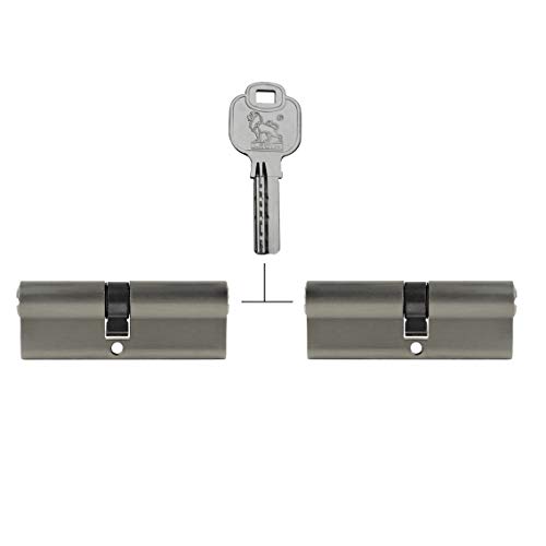 2x Profilzylinder 85 mm 40/45 gleichschließend Not- und Gefahrenfunktion inkl. 10 Schlüssel Silber Metallic von Löwen Sicherheit