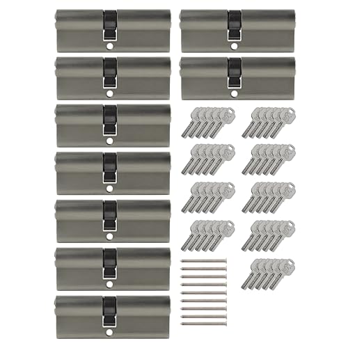 6x Profilzylinder 85 mm 40/45 gleichschließend inkl. 30 Schlüssel von Löwen Sicherheit