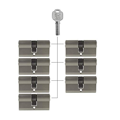7x Profilzylinder 70 mm 35/35 gleichschließend inkl. 35 Schlüssel von Löwen Sicherheit