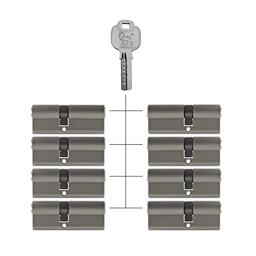 8x Profilzylinder 70 mm 30/40 gleichschließend Not- und Gefahrenfunktion inkl. 40 Schlüssel von Löwen Sicherheit