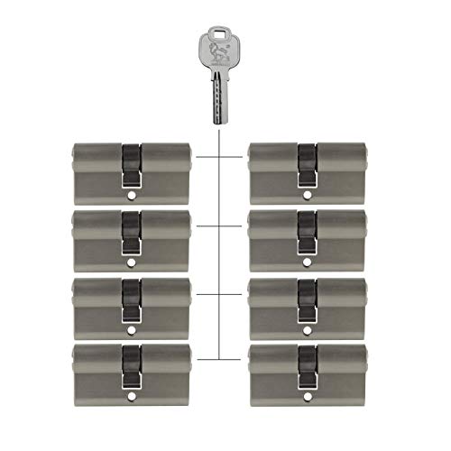 8x Profilzylinder 70 mm 35/35 gleichschließend inkl. 40 Schlüssel von Löwen Sicherheit