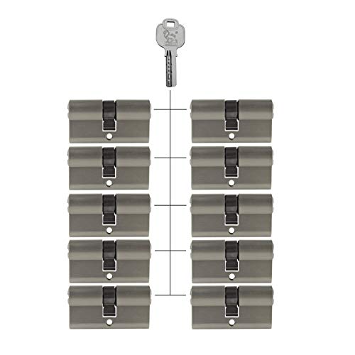 Gleichschließende Schließzylinder 60 mm (30/30 mm) inkl. 3 Schlüssel pro Zylinder (Zylinderanzahl nach Wunsch) (10x Profilzylinder 60 mm (30/30 mm)) von Löwen Sicherheit