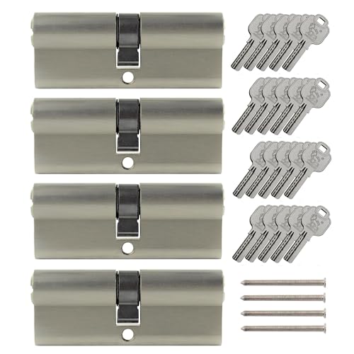 4x Zylinderschloss 40/40 gleichschließend 80 mm inkl. 10 Wendeschlüssel von Löwen