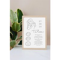 Personalisiertes Geburtsposter Geschenk Zur Geburt Mit Namen, Geburtsdaten Und Willkommensspruch von Loewinschreibt