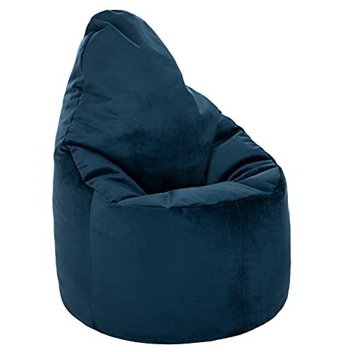 Loft 25 Capriccio Velvet Sitzsack Sessel| Samtweicher Premium Indoor Sitzsack für das Wohnzimmer | Ergonomisches Design zur Unterstützung der Körperhaltung (Sitzsack, Pacific) von Loft 25