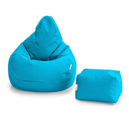 Loft 25 Gaming Sitzsack Outdoor | Gaming Sessel für den Innenbereich des Wohnzimmers im Freien | Wasserbeständig | Ergonomisches Design zur Körperunterstützung | Langlebig (Aqua, Sitzsack Set) von Loft 25