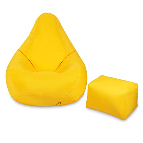 Loft 25 Gaming Sitzsack Outdoor | Gaming Sessel für den Innenbereich des Wohnzimmers im Freien | Wasserbeständig | Ergonomisches Design zur Körperunterstützung | Langlebig (Yellow, Sitzsack Set) von Loft 25