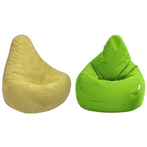 Loft 25 Gaming Sitzsack für Erwachsene sitzsack Cord mit füllung,Komfortabler Indoor Outdoor Bean Bag Chair,Perfekt für Wohnzimmer und Gaming sitzsäcke Sessel mit Rückenlehne (Limette) von Loft 25
