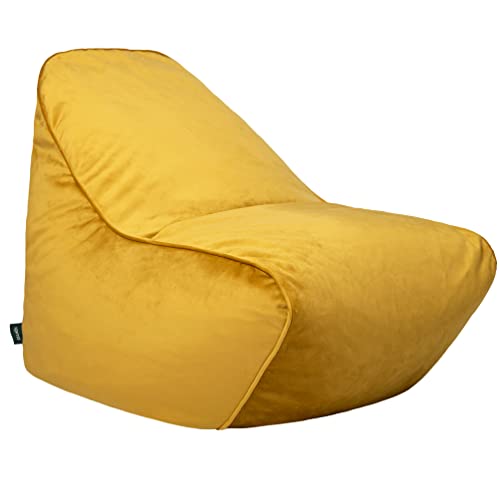 Loft 25 Relaxing Adult Bean Bag Chair | Indoor Living Room Gaming Beanbag | Soft & Comfy Velvet Sofa Seat | Lightweight Ergonomic Design | Durable & Comfortable (Tumeric, Velvet) von Loft 25