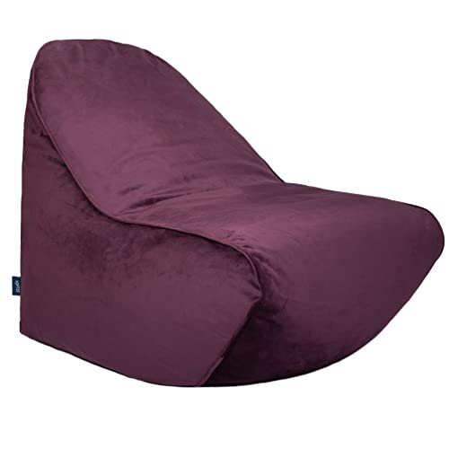 Loft 25 Relaxing Sitzsack für Erwachsene | Indoor Wohnzimmer Superweicher Sitzsack aus Samt | Langlebig und komfortabel | Superleichte Liege mit ergonomischen Design (Samt-Gewebe, Aubergine) von Loft 25