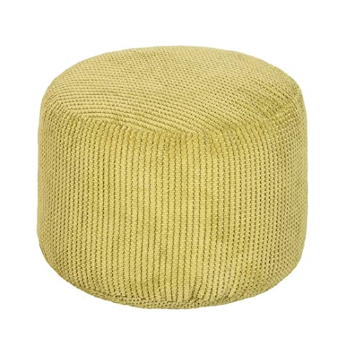 Loft 25 Runder Beanbag Fußhocker - Pouf 44x30cm mit EPS-Perlen Füllung - Innenbereich Wohnzimmer Cord Pouf hocker, Gaming Pouf für Erwachsene, sitzpouf, Leichter Pouf hocker (Limette) von Loft 25