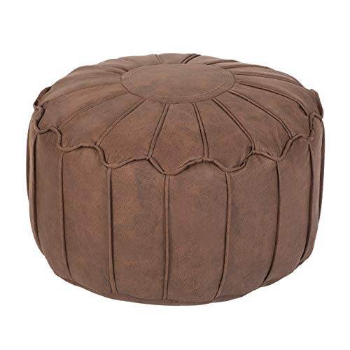 Loft 25 Sitzsack Fußhocker Pouffe | Superweicher Kunstleder Stoff | Dekorative und Bequeme Fußstütze | Fußhocker für Wohnzimmer | Fußhocker im marokkanischen Stil (Arizona Braun) von Loft 25