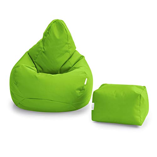 Loft 25 Sitzsack Spielerstuhl | Sitz Sitzsack für den Innenbereich des Wohnzimmers im Freien | Wasserbeständig | Ergonomisches Design zur Körperunterstützung (Kalk, Sitzsack Set) von Loft 25