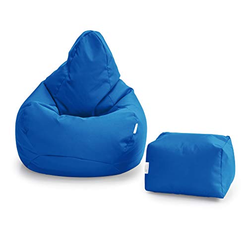 Loft 25 Sitzsack-Spielerstuhl | für den Innenbereich des Wohnzimmers im Freien | Wasserbeständig | Ergonomisches Design zur Körperunterstützung | Langlebig und Bequem (Moroccan Blau, Sitzsack Set) von Loft 25