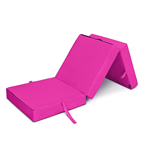 Loft 25 Z Bed Klappmatratze | Innen Leichtgewicht Futon Sofa Bett | Bequemer Gästematratze | Wasserfest 3-Teilige Faltmatratze | Gästebett & Faltbare Matratz | Ideal Für Outdoor Reisen (Pink) von Loft 25