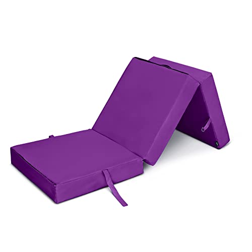 Loft 25 Z Bed Klappmatratze | Innen Leichtgewicht Futon Sofa Bett | Bequemer Gästematratze | Wasserfest 3-Teilige Faltmatratze | Gästebett & Faltbare Matratz | Ideal Für Outdoor Reisen (Purple) von Loft 25