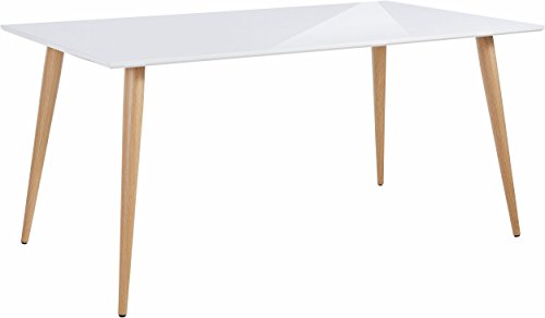 Loft24 A/S ASTARIA Esstisch Esszimmertisch Küchentisch Schreibtisch Arbeitstisch Skandinavisches Design Hochglanz weiß Metallbeinen in Holzoptik 160x90x75 cm Loft24 A/S ASTARIA Esstisch Esszimmertisch Küchentisch Schreibtisch Arbeitstisch Skandinavisches Design Hochglanz weiß Metallbeinen in Holzoptik 160x90x75 cm von Loft24