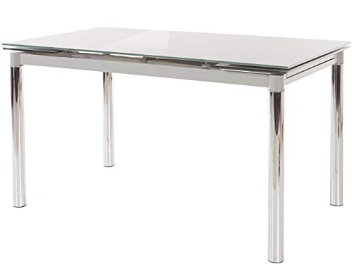 Loft24 A/S Ausziehbarer Esszimmertisch 140-200 cm Glasplatte Schwarz Esstisch Glastisch Küchentisch Auszugsfunktion Metallbeine Modernes Design (grau) von Loft24