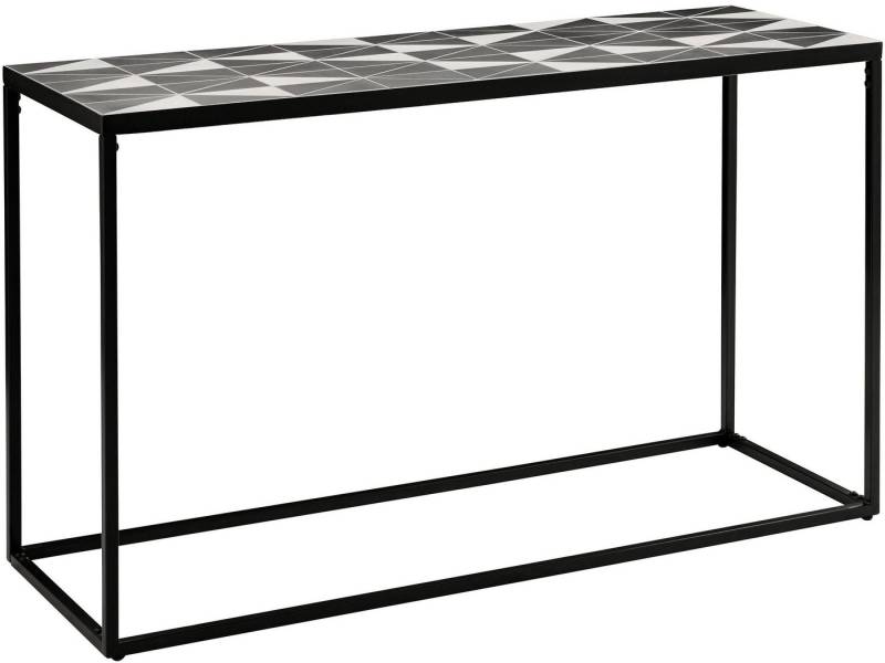 loft24 Beistelltisch Stanley (1-St), Konsolentisch aus Metall, Tischplatte in Mosaik Design, 130 cm breit von loft24