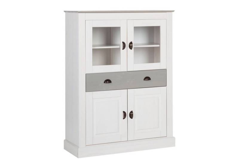 loft24 Sideboard Tommy, Schrank, Vitrinenschrank, 2 Glastüren, Kiefer Massivholz, Landhausstil von loft24