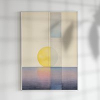 Abstrakte Wandkunst, Sonnenuntergang, Wandbild in Hellen Farben, Modernes, Unscharfes Sonnenuntergangsplakat, Innendekoration Blau-Gelben Tönen von LoftDisplay