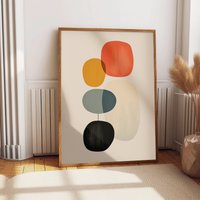 Bunte Steine Abstraktes Mid-Century Poster, Geometrien Wandkunst in Rot/Blau Gelb, Housewarming Idee Für Moderne Wohnung, Boho Interieur von LoftDisplay